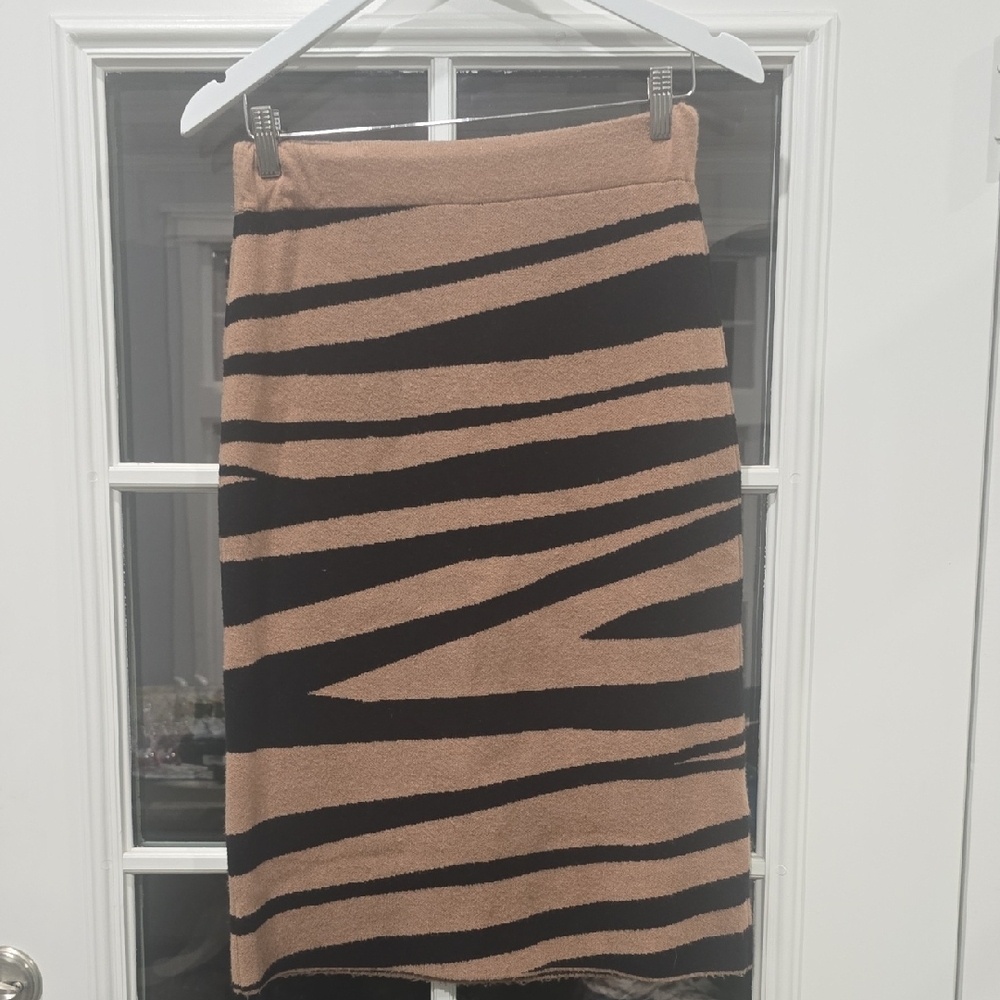 8 By Yoox Knit Zebra Midi Skirt Knit Midi Skirt With Animal Print